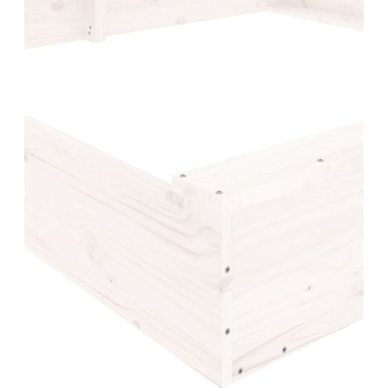 VidaXL Αμμοδόχος με Καθίσματα Τετράγωνη 160x160x20cm Ξύλινη - Λευκό image 5