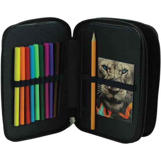 Κασετίνα Διπλή Γεμάτη Back Me Up Grey Lion image 1
