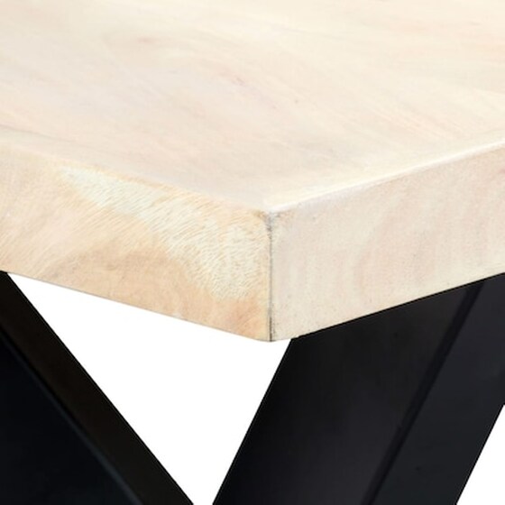 Τραπεζαρία Vidaxl από Μασίφ Ξύλο Μάνγκο 180x90x75 cm - Λευκή/Μαύρή image 4
