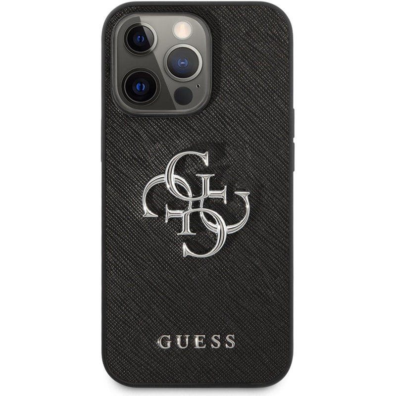 GUESS Θήκη Apple iPhone 13 Pro - Guess 4g Logo Collection Hard Case PU Leather - Μαύρo