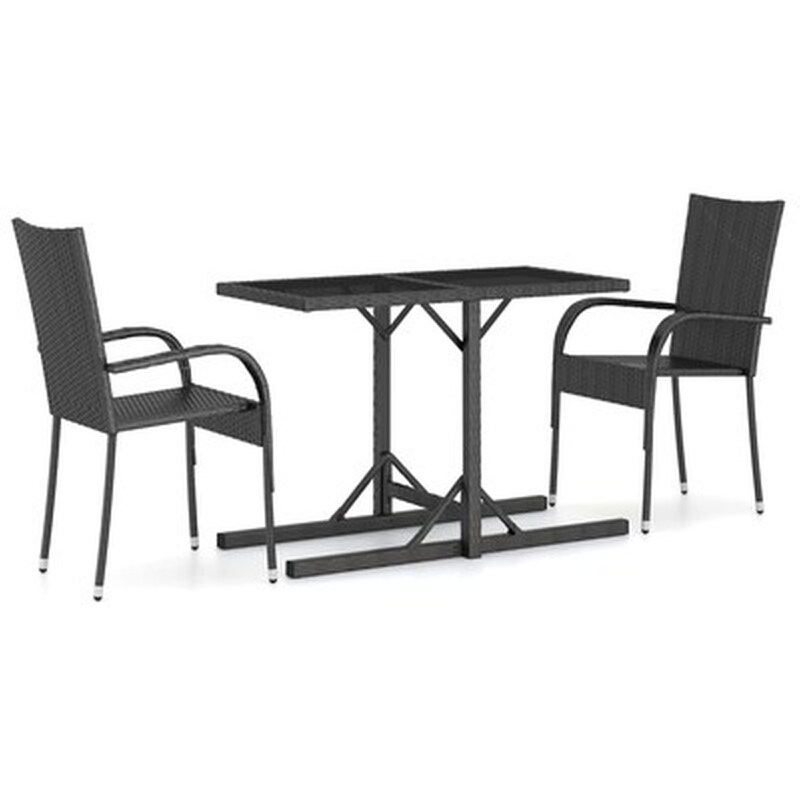 Vidaxl Σετ Τραπεζαρίας Κήπου 3 Τεμαχίων Μαύρο VIDAXL