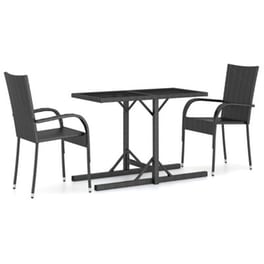 Vidaxl Σετ Τραπεζαρίας Κήπου 3 Τεμαχίων Μαύρο