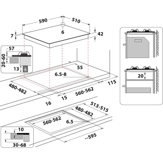 WHIRLPOOL GOR 625/NB1 59 cm Μαύρo Εστία Αερίου Αυτόνομη image 4