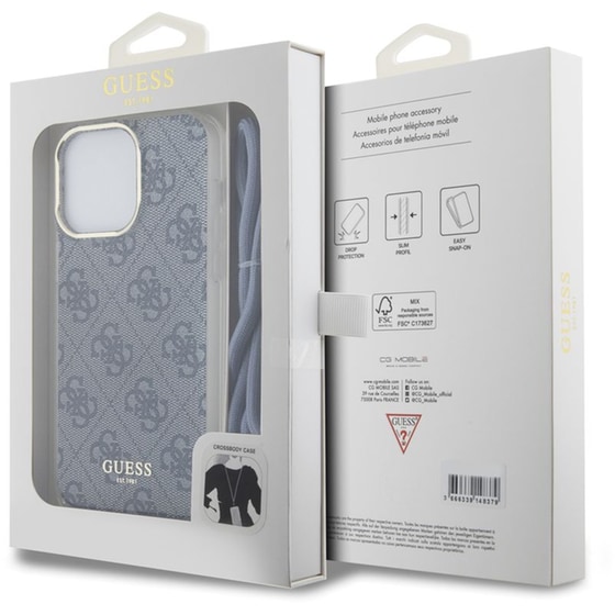 Guess “4g Logo Collection” Crossbody Hard Case Θήκη Προστασίας Από Σιλικόνη Με Λουράκι – Iphone 15 Pro Max (μπλε – Guhcp15xhc4seb) image 3