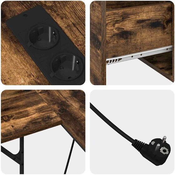 Γραφείο VidaXL από Επεξεργασμένο Ξύλο 182x101x87,5 cm - Καπνιστή Δρυς image 9