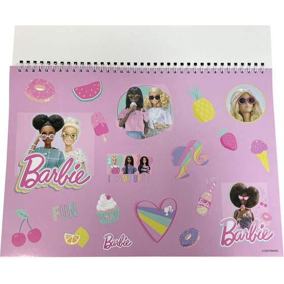 Μπλοκ Ζωγραφικής Gim 23x33 με Αυτοκόλλητα Barbie 40 Φύλλων image 1