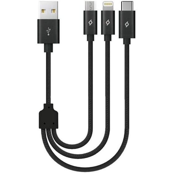 Καλώδιο Φόρτισης TTEC AlumiCable Mini Trio USB-A to USB-C / Lightning / micro USB 0.3m - Μαύρο image 0