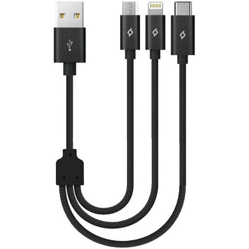Καλώδιο Φόρτισης TTEC AlumiCable Mini Trio USB-A to USB-C / Lightning / micro USB 0.3m - Μαύρο