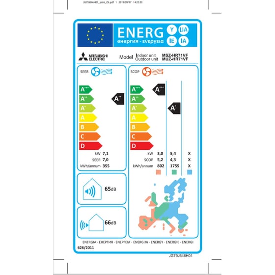 MITSUBISHI Electric MSZ/MUZ-HR71VFK Κλιματιστικό Inverter 24.000 BTU Α++/Α+++ με Wi-Fi image 3