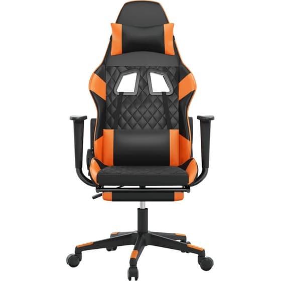 Καρέκλα Gaming VIDAXL 3143770 με Υποπόδιο από Τεχνητό Δέρμα - Μαύρο / Πορτοκαλί image 2