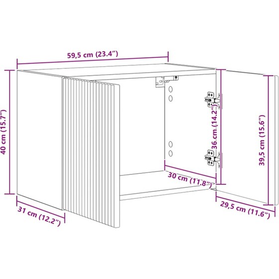 Επιτοίχιο Έπιπλο Τηλεόρασης VidaXL 59.5x31x40 cm - Γκρι Σκυροδέματος image 10