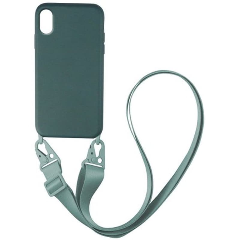 Θήκη Apple iPhone X/ iPhone XS - My Colors Carryhang Liquid Silicone Strap - Πράσινο Σκούρο