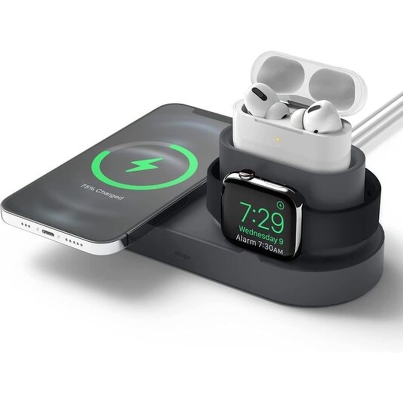 ELAGO Βάση Στήριξης Επιτραπέζια Elago Charging Hub Trio 1 Για Τον Ασύρματο Φορτιστή Magsafe Σιλικόνης - Μαύρο