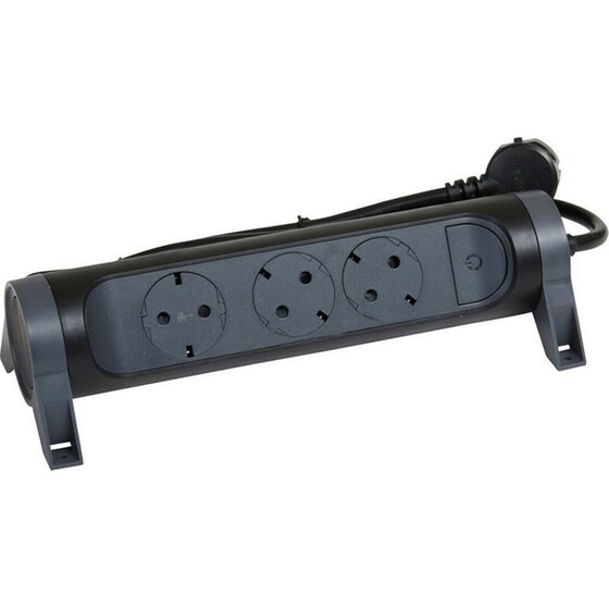 Πολύπριζο Legrand με διακόπτη 3 θέσεων 1.5m - Black/Grey image 1