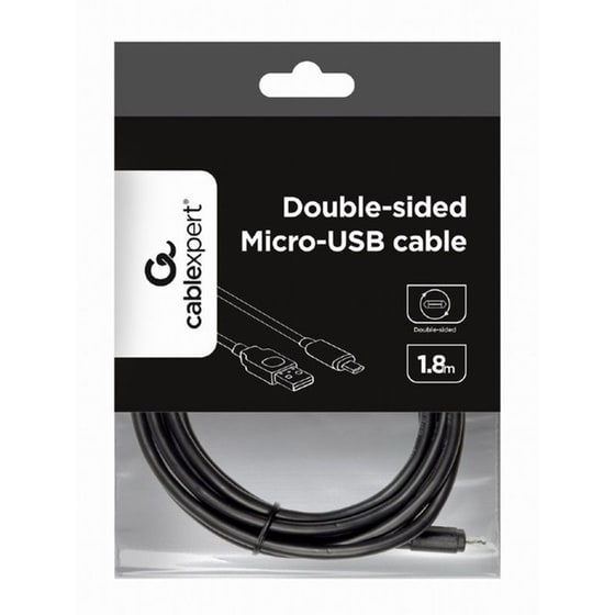 Καλώδιο Cablexpert Double-sided Micro-USB σε USB-A Male 18m - Μαύρο image 0