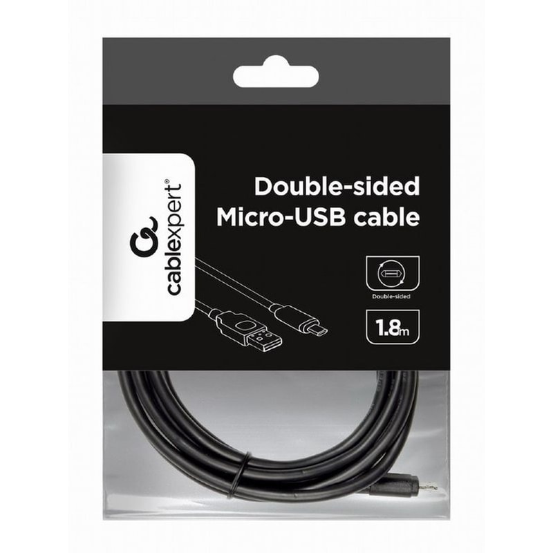 Cablexpert Double-sided Micro-usb To Usb 2,0 Am Cable 1,8m Black