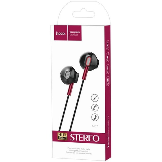 Hands Free Hoco M57 Sky Sound Earphones Stereo 3.5 Mm Μαύρα Με Μικρόφωνο Και Πλήκτρο Λειτουργίας image 2