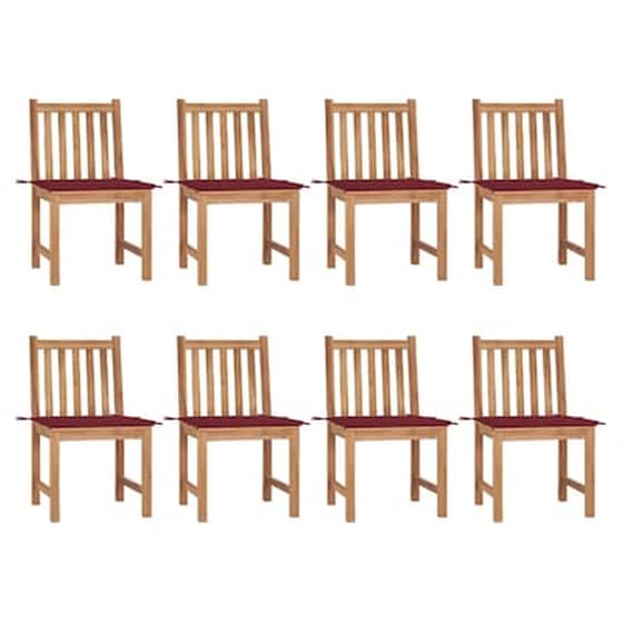 Vidaxl Καρέκλες Κήπου 8 Τεμαχίων Από Μασίφ Ξύλο Teak Με Μαξιλάρια image 0