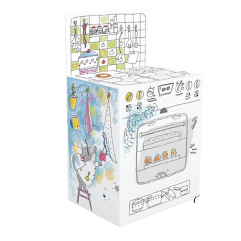 Babyrun Παιδική Κουζίνα Kitchen Cooker Από 3d Λευκό Χαρτόνι Ζωγραφικής Monumi Mpd-000101