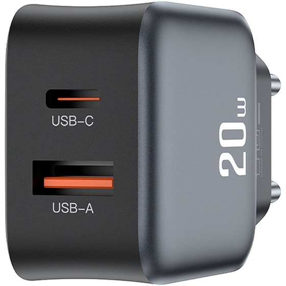 XO Φορτιστής L154 USB-C/USB-A Μαύρο image 0