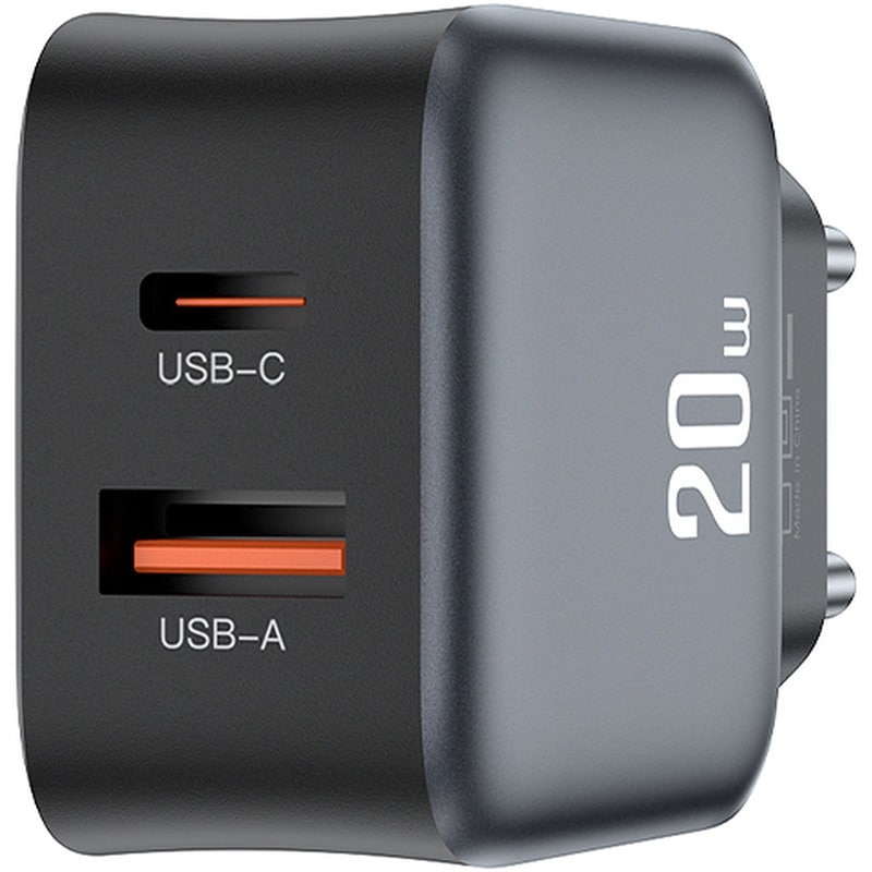 XO Φορτιστής L154 USB-C/USB-A Μαύρο