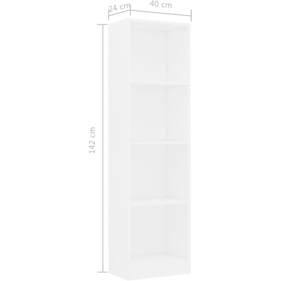 Βιβλιοθήκη VidaXL από Μοριοσανίδα 40x24x142 cm - Λευκό image 4