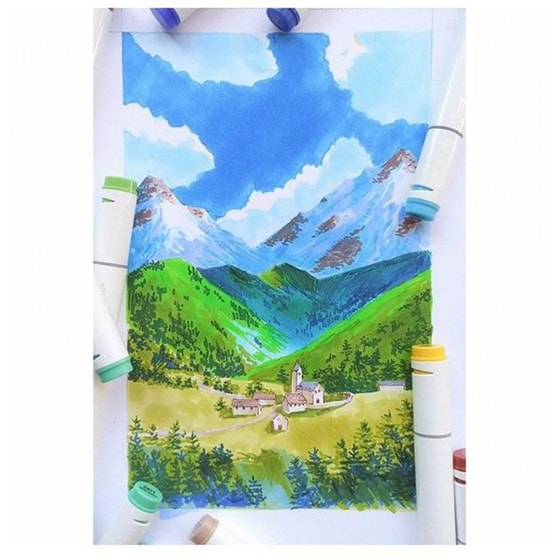 Μαρκαδόροι Σχεδίου Ohuhu Διπλή Μύτη Fine & Chisel (80 Τεμάχια) image 2