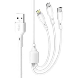 Καλώδιο Φόρτισης Xo NB230 3 σε 1 USB σε USB-C/ Lightning/ micro USB - Λευκό + Δωρο Touchpen