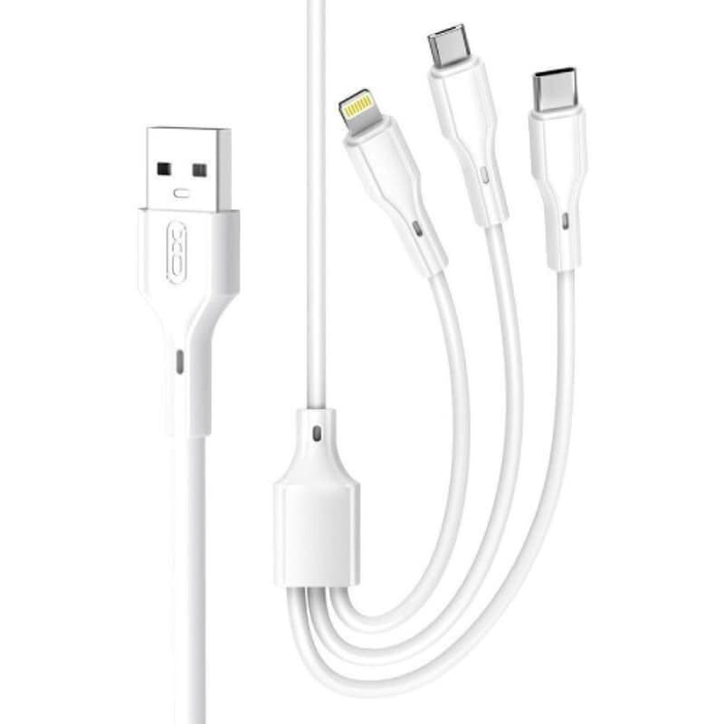 XO Καλώδιο Φόρτισης Xo NB230 3 σε 1 USB σε USB-C/ Lightning/ micro USB - Λευκό + Δωρο Touchpen