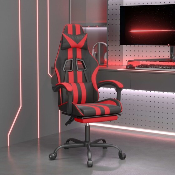 Καρέκλα Gaming VIDAXL 349532 με Υποπόδιο από Τεχνητό Δέρμα - Μαύρο image 9