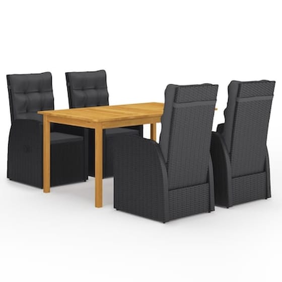 Σετ Τραπεζαρίας Κήπου Vidaxl  5 Τμχ Μαύρο image 0