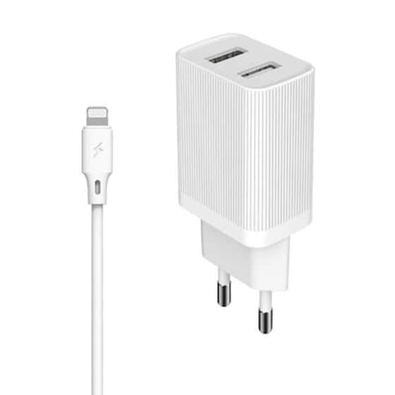 Σετ Φόρτισης Kingkong wp-u79i 2x Usb 2.1A with cable Lightning - 1m White image 0