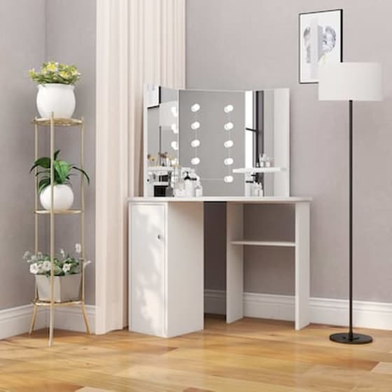 Vidaxl Μπουντουάρ Γωνιακό Λευκό Με Led image 1