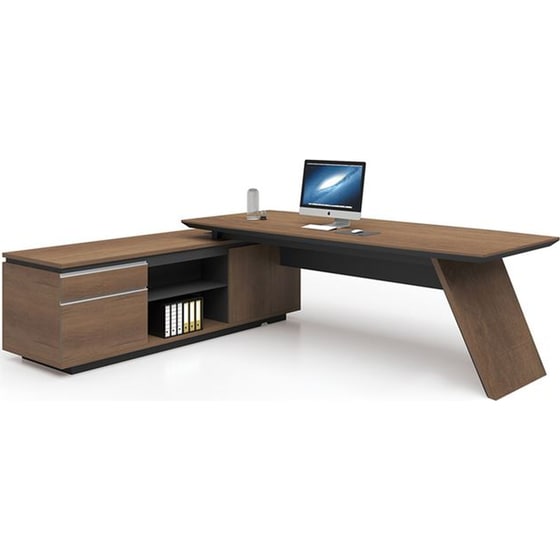 Γραφείο 24Mall 240x95x76cm Καρυδί Δρυς-Μαύρο C531379 image 0