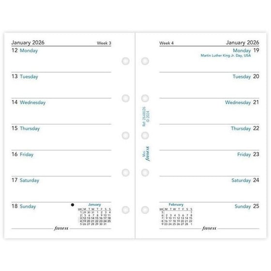 Ανταλλακτικά Φύλλα Ημερολογίου Filofax 2026 Eng. Mini Εβδομαδιαίο σε Σελ. image 1