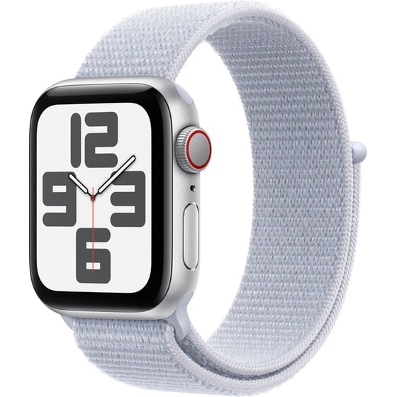 Apple Watch SE GPS + Cellular 40mm Silver Aluminum Case with Blue Cloud Sport Loop image 0
