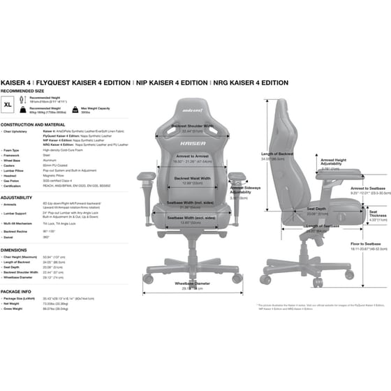 Καρέκλα Gaming Anda Seat Kaiser 4 V2 XLarge με 6D Μπράτσα από Δερματίνη - Μαύρη image 4