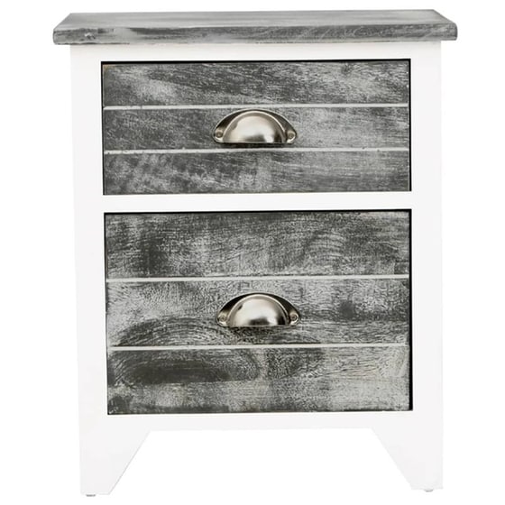 Κομοδίνο Vidaxl Από Ξύλο Παυλώνιας 38x28x45 cm - Γκρι Λευκό image 2