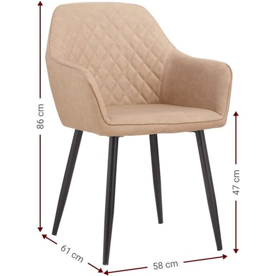 Καρέκλα Τραπεζαρίας Polihome Laurie από Μέταλλο και Δερματίνη 58x61x86 cm - Μόκα/Μαύρο image 2