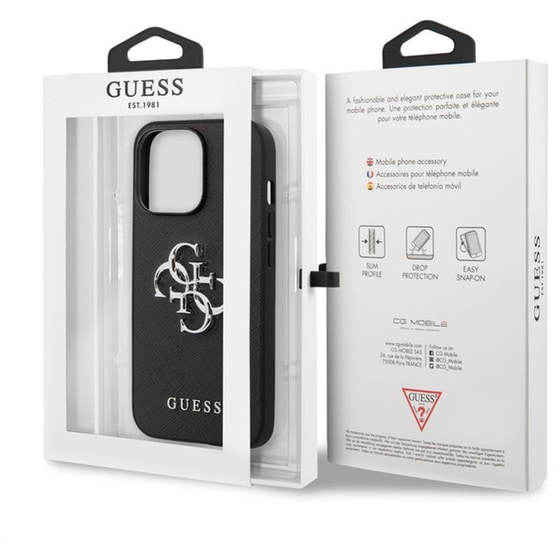 Θήκη Apple iPhone 13 Pro - Guess 4g Logo Collection Hard Case PU Leather - Μαύρo image 2
