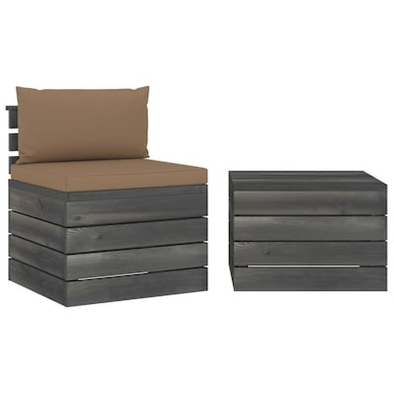 Vidaxl Σαλόνι Κήπου Από Παλέτες 2 Τεμ. Μασίφ Ξύλο Πεύκου Με Μαξιλάρια VIDAXL