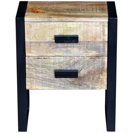 Κομοδίνο Vidaxl Από Μασίφ Ξύλο Μάνγκο 43x33x51 cm - Καφέ Μαύρο image 2