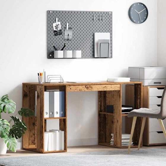 Γραφείο VidaXL από Επεξεργασμένο Ξύλο 130x50,5x75 cm - Παλιό Ξύλο image 2