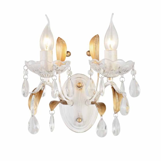 Απλίκα Τοίχου Aca Sardinia Dl9342wwg Μεταλλική 27x23.5x24.5 cm - Λευκή/Χρυσή image 0