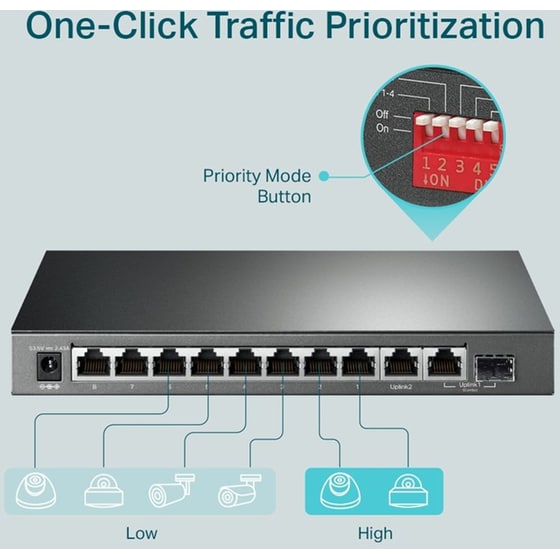 TP-LINK TL-SG1210MP Gigabit Desktop Switch Gigabit Ethernet (10/100/1000 Mbps) 10-Port PoE+ image 5