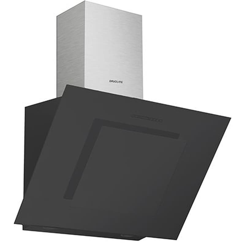 DAVOLINE FEEL BL GLASS 90 90 cm Μαύρο Απορροφητήρας Καμινάδα - Τζάκι