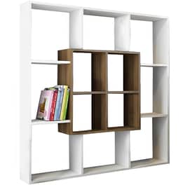 Βιβλιοθήκη ArteLibre Nisiros από Μοριοσανίδα 136x22x136cm - Λευκή/Καφέ