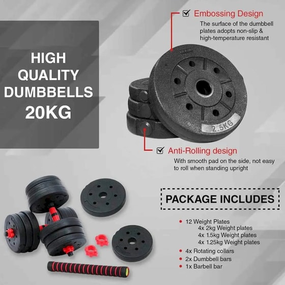 Αλτήρας VSL Sports VSL140050 Ρυθμιζόμενος με Δίσκους 1.25 - 2kg & Μπάρα image 12