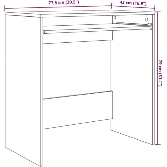 Γραφείο VidaXL από Επεξεργασμένο Ξύλο 77,5x43x79 cm - Λευκό image 11