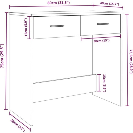 Γραφείο VidaXL από Επεξεργασμένο Ξύλο 80x40x75 cm - Γκρι Sonoma image 6